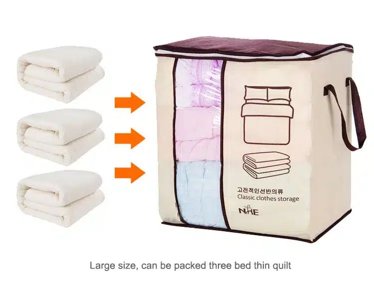 2018 new Non-woven Portable Clothes Storage Bag Organizer 45.5*51*29cm Folding Closet Organizer For Pillow Quilt Blanket Bedding 26