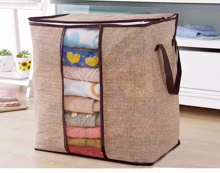 2018 new Non-woven Portable Clothes Storage Bag Organizer 45.5*51*29cm Folding Closet Organizer For Pillow Quilt Blanket Bedding 27