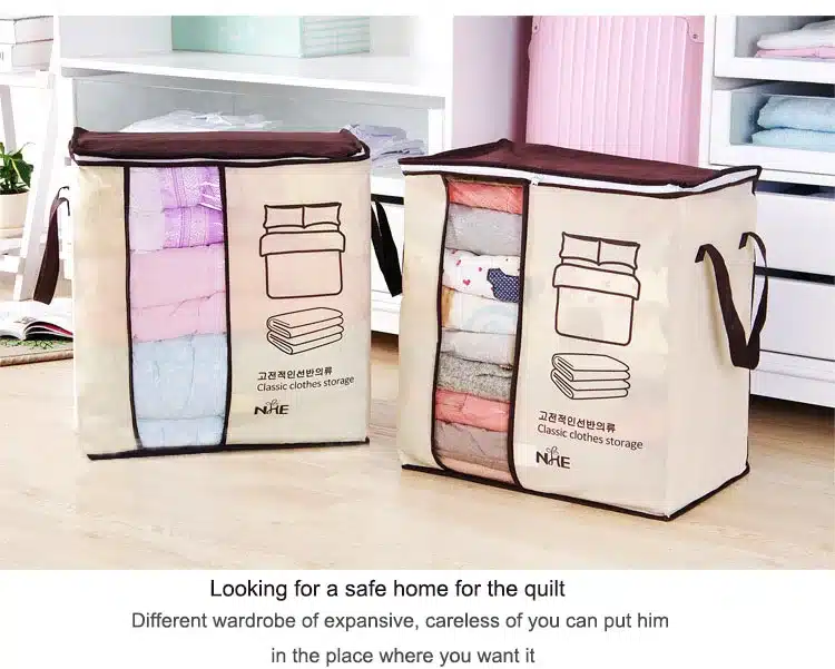 2018 new Non-woven Portable Clothes Storage Bag Organizer 45.5*51*29cm Folding Closet Organizer For Pillow Quilt Blanket Bedding 28
