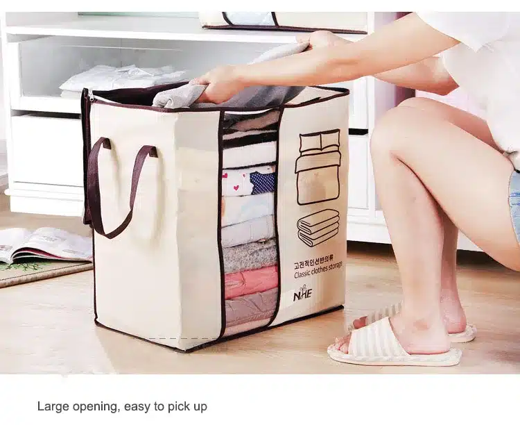 2018 new Non-woven Portable Clothes Storage Bag Organizer 45.5*51*29cm Folding Closet Organizer For Pillow Quilt Blanket Bedding 29
