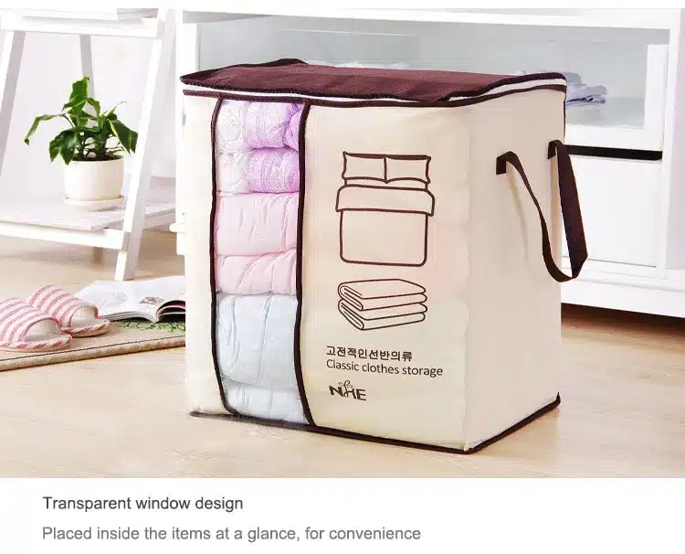 2018 new Non-woven Portable Clothes Storage Bag Organizer 45.5*51*29cm Folding Closet Organizer For Pillow Quilt Blanket Bedding 30