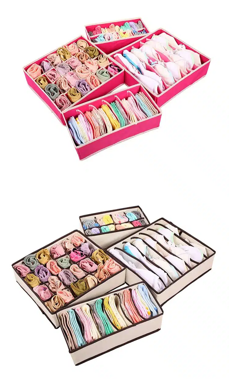 4 pcs/Set Foldable Divider Storage Bra Box Non-woven Fabric Folding Cases Necktie Socks Underwear Clothing Organizer Container 9
