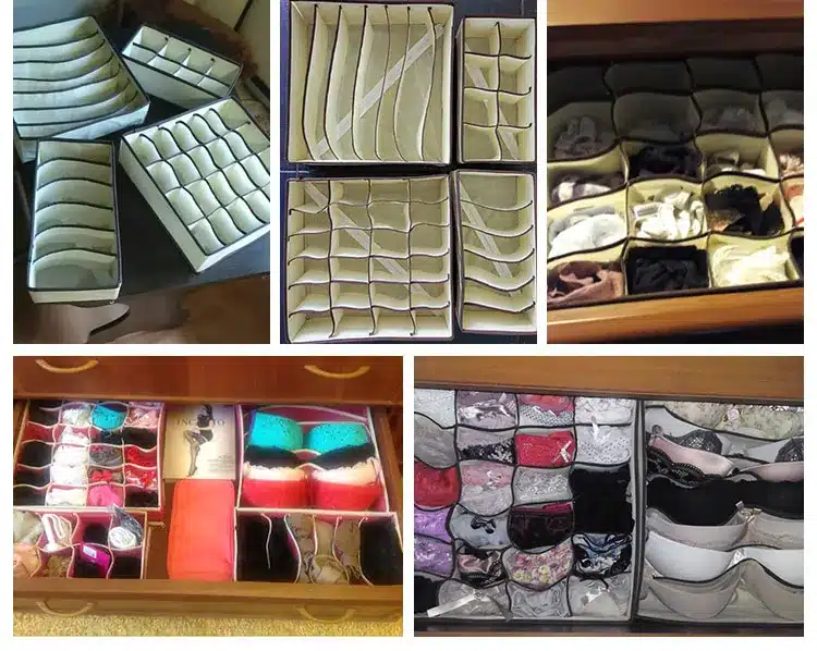 4 pcs/Set Foldable Divider Storage Bra Box Non-woven Fabric Folding Cases Necktie Socks Underwear Clothing Organizer Container 12