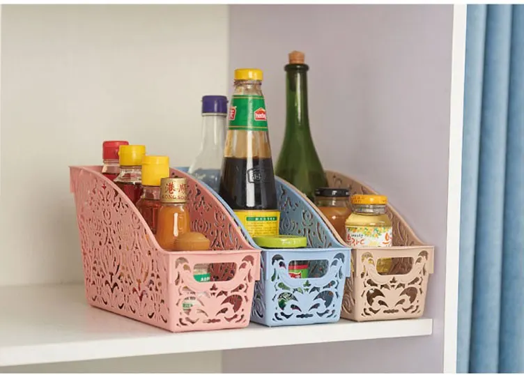Simple life Thick Plastic Storage Basket Desktop Bathroom Family Sundries Pen Pencil Storage Basket Organizer Vintage Container 5