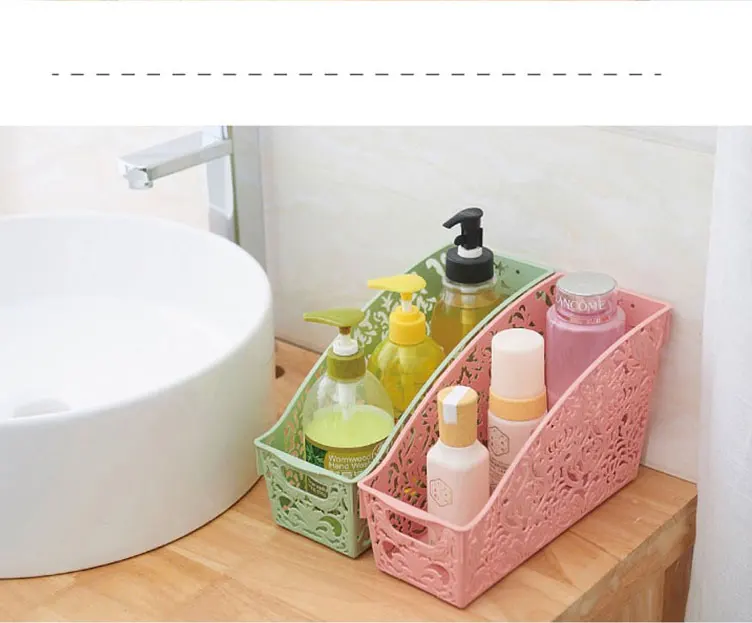 Simple life Thick Plastic Storage Basket Desktop Bathroom Family Sundries Pen Pencil Storage Basket Organizer Vintage Container 10