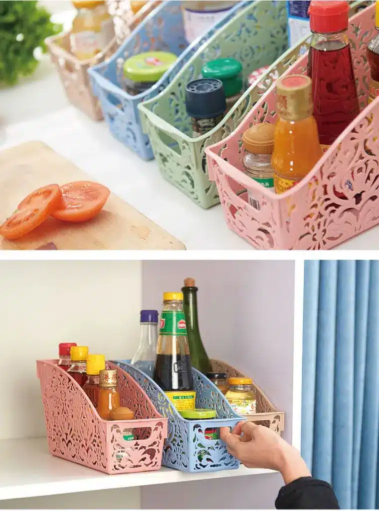 Simple life Thick Plastic Storage Basket Desktop Bathroom Family Sundries Pen Pencil Storage Basket Organizer Vintage Container 13