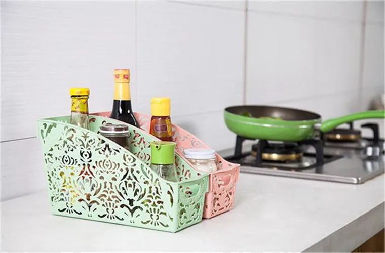 Simple life Thick Plastic Storage Basket Desktop Bathroom Family Sundries Pen Pencil Storage Basket Organizer Vintage Container 14