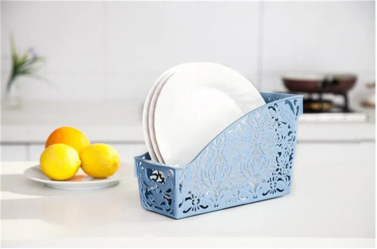 Simple life Thick Plastic Storage Basket Desktop Bathroom Family Sundries Pen Pencil Storage Basket Organizer Vintage Container 15