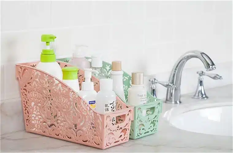 Simple life Thick Plastic Storage Basket Desktop Bathroom Family Sundries Pen Pencil Storage Basket Organizer Vintage Container 17