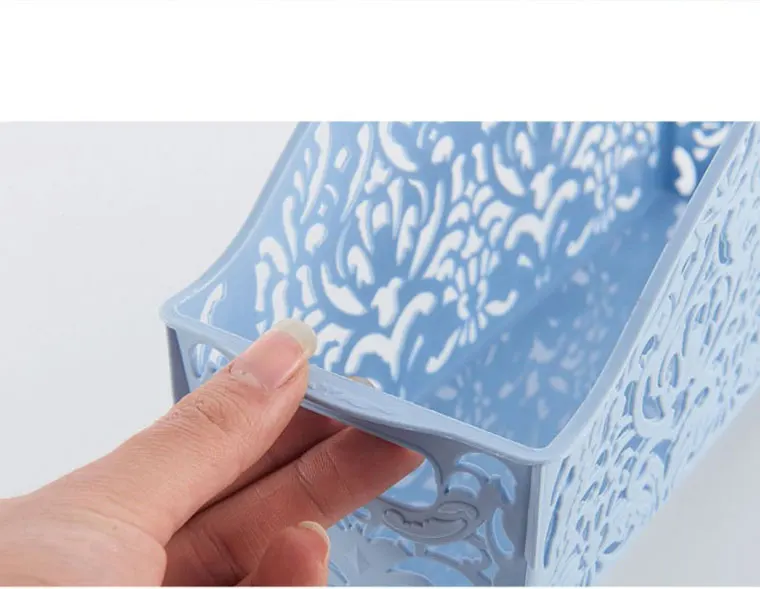 Simple life Thick Plastic Storage Basket Desktop Bathroom Family Sundries Pen Pencil Storage Basket Organizer Vintage Container 22