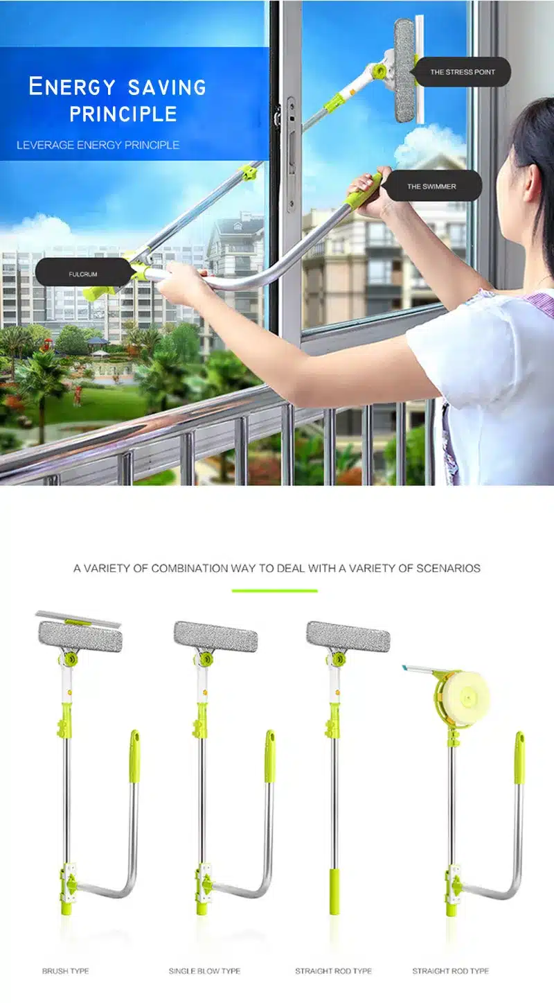 Eworld Hot Upgraded Telescopic High-rise Window Cleaning Glass Cleaner Brush For Washing Window Dust Brush Clean Windows Hobot 21