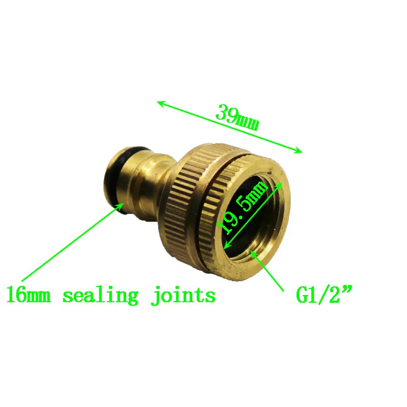 1PCS Pure Brass Faucets Standard Connector Washing Machine Gun Quick Connect Fitting Pipe Connections 1/2 "3/4" 16mm Hose 32