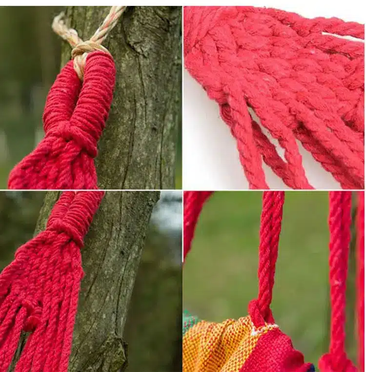 250*150cm 2 People Outdoor Canvas Camping Hammock Bend Wood Stick steady Hamak Garden Swing Hanging Chair Hangmat Blue Red 16