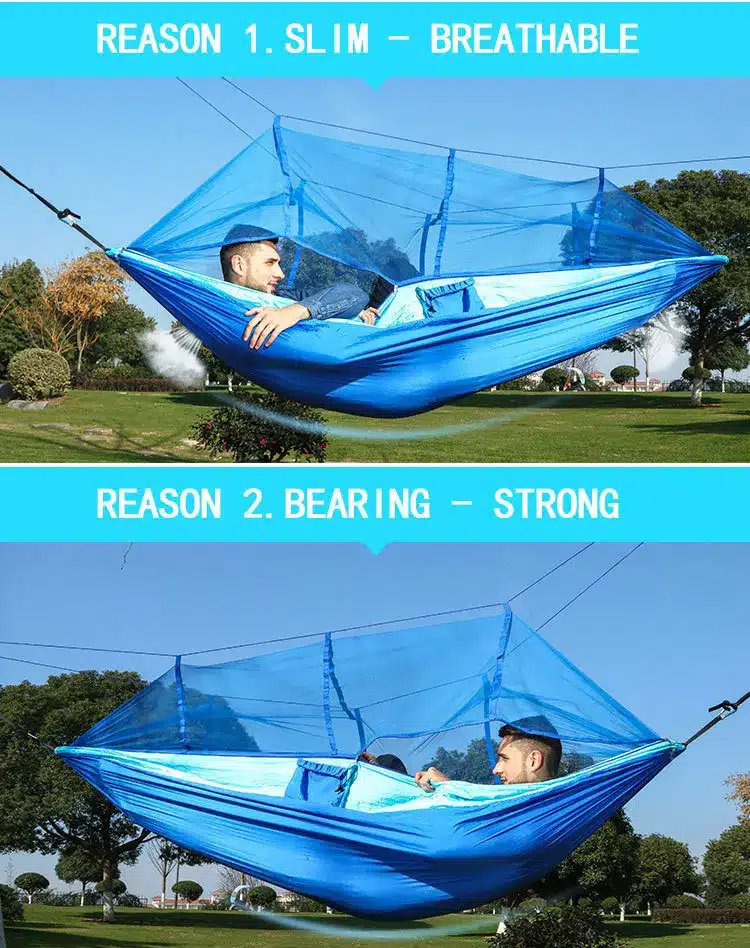 Outdoor Camping Parachute Hammock Mosquito Net Flyknit Double Leisure Sleeping Hanging Chair Tent Travel Survival Army Green 12