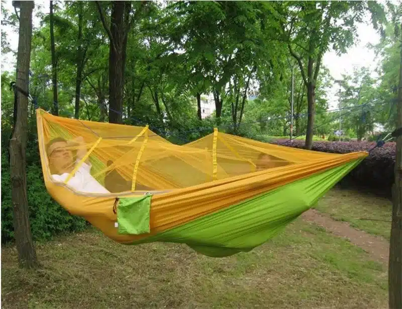 Outdoor Camping Parachute Hammock Mosquito Net Flyknit Double Leisure Sleeping Hanging Chair Tent Travel Survival Army Green 19