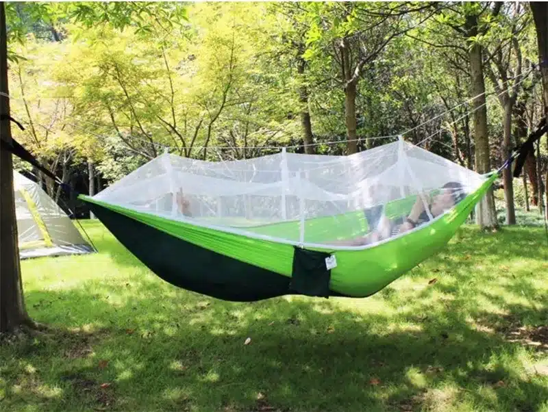 Outdoor Camping Parachute Hammock Mosquito Net Flyknit Double Leisure Sleeping Hanging Chair Tent Travel Survival Army Green 21