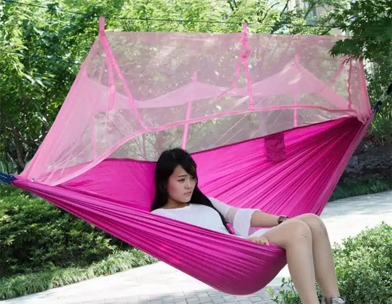 Outdoor Camping Parachute Hammock Mosquito Net Flyknit Double Leisure Sleeping Hanging Chair Tent Travel Survival Army Green 22