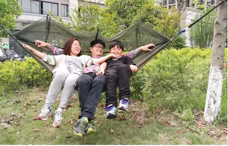 Outdoor Camping Parachute Hammock Mosquito Net Flyknit Double Leisure Sleeping Hanging Chair Tent Travel Survival Army Green 31