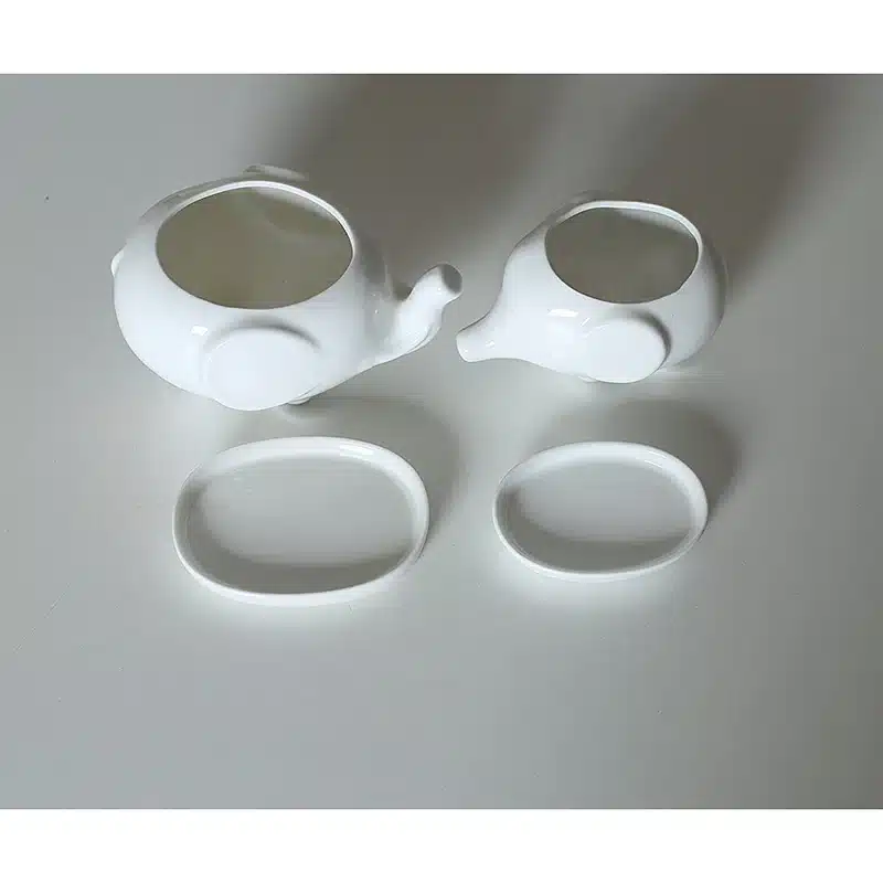 Set of 2 Cute Elephant White Ceramic Flower Pot with Tray for Succulents Cactus Plants Mini Pot Planter Home Garden Decoration 8
