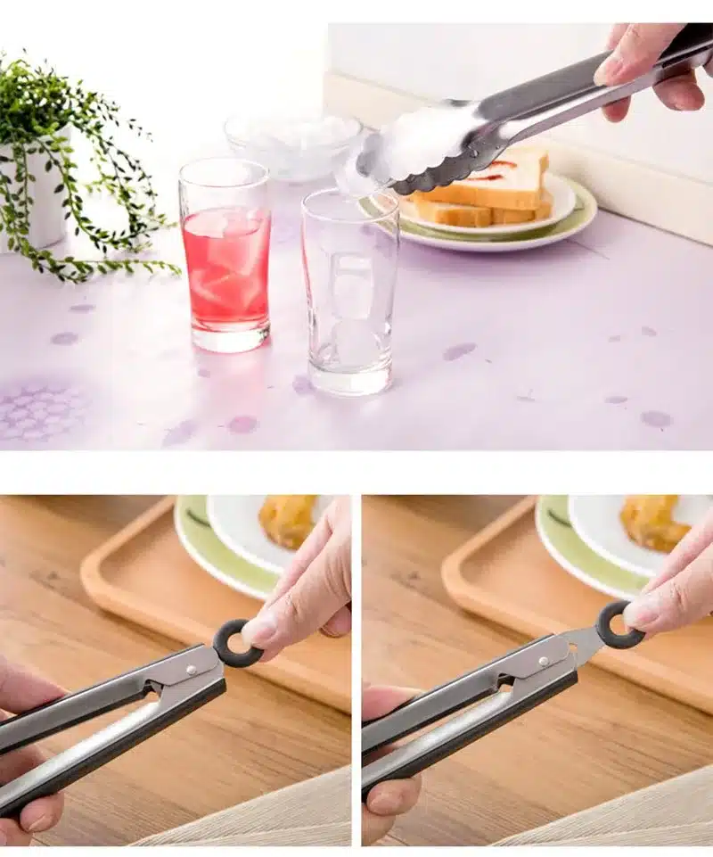 Hot 16'' Stainless Steel Food Tongs Long Kitchen Locking Tong Barbecue Tongs Kitchen Tong BBQ Salad Bread Scallop Buffet Cllip 7