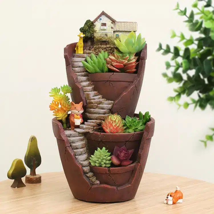 Hot Sale Resin Flower Pot Succulent Plants Pot Garden Bonsai Planter Micro Landscape flowerpot Garden Decoration Planter 9