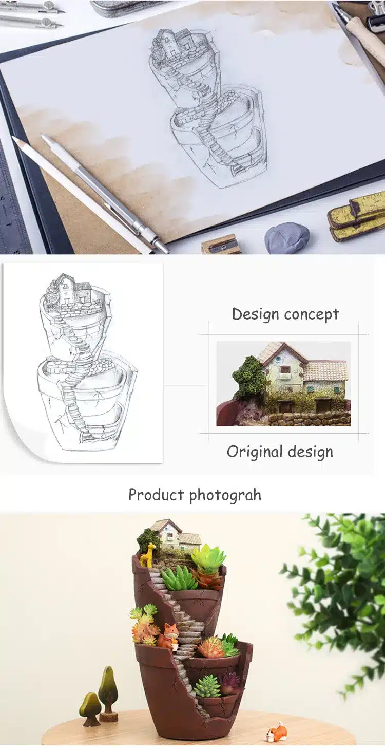 Hot Sale Resin Flower Pot Succulent Plants Pot Garden Bonsai Planter Micro Landscape flowerpot Garden Decoration Planter 12