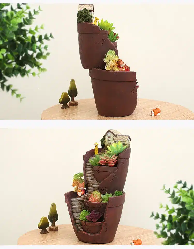 Hot Sale Resin Flower Pot Succulent Plants Pot Garden Bonsai Planter Micro Landscape flowerpot Garden Decoration Planter 13