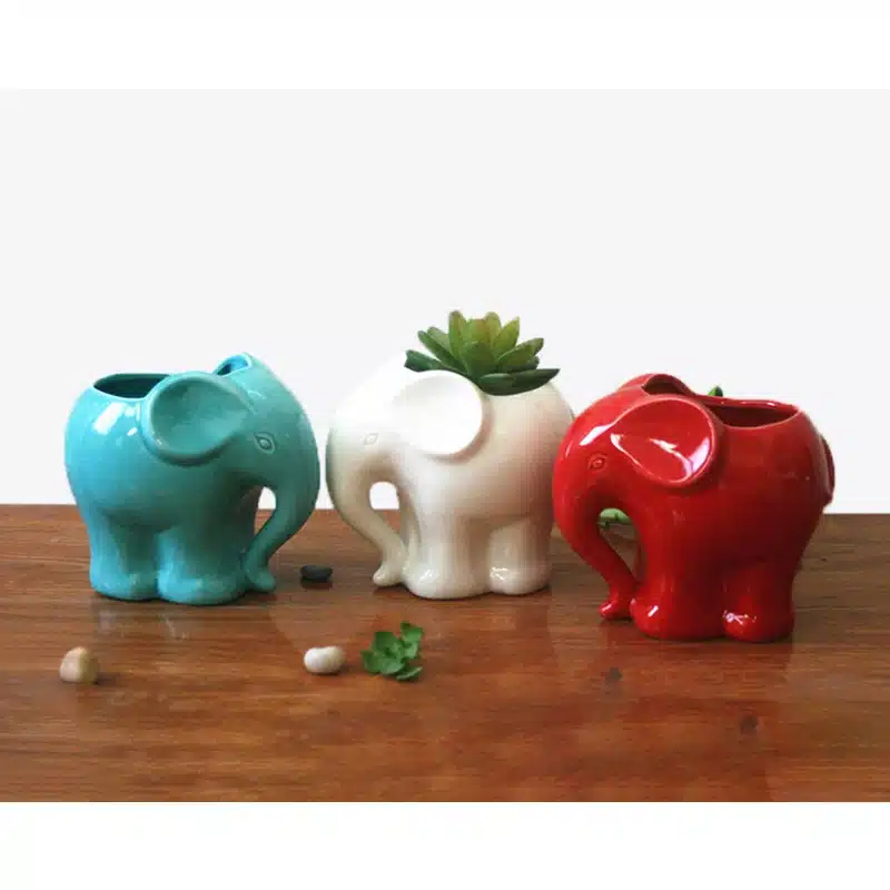 1pc Minimalist Elephant White Ceramic Planter for Succulents Decorative Succulents Pot Mini Flower Pot Home Garden Decoration 9