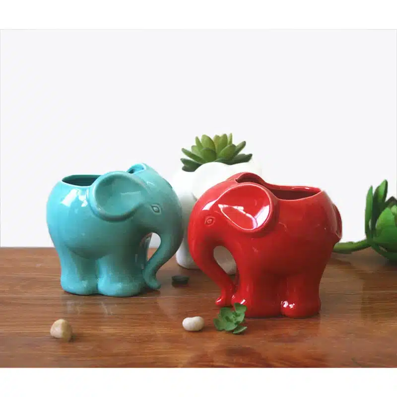 1pc Minimalist Elephant White Ceramic Planter for Succulents Decorative Succulents Pot Mini Flower Pot Home Garden Decoration 10