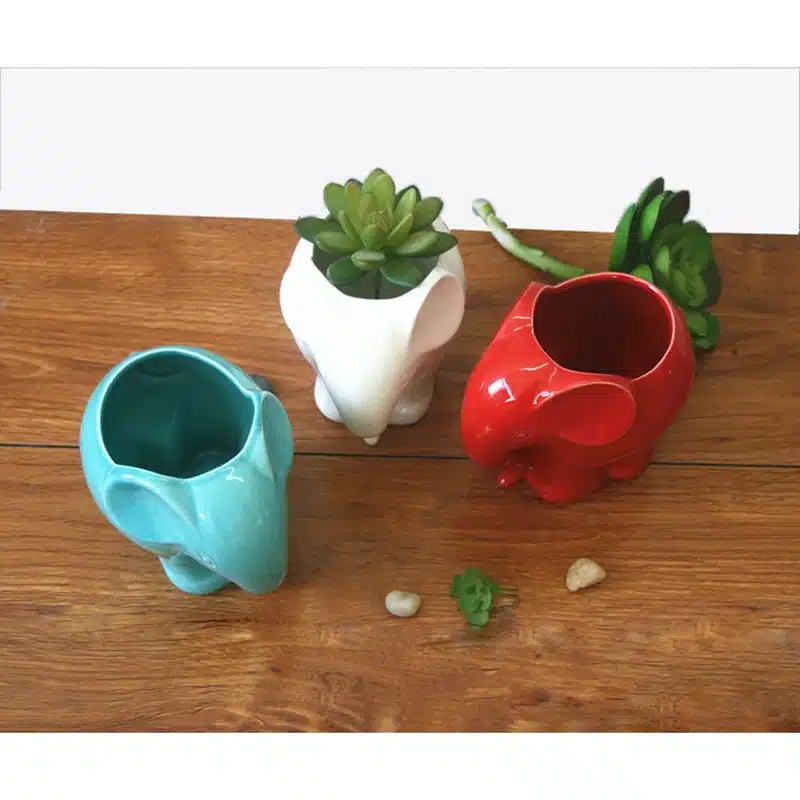 1pc Minimalist Elephant White Ceramic Planter for Succulents Decorative Succulents Pot Mini Flower Pot Home Garden Decoration 11