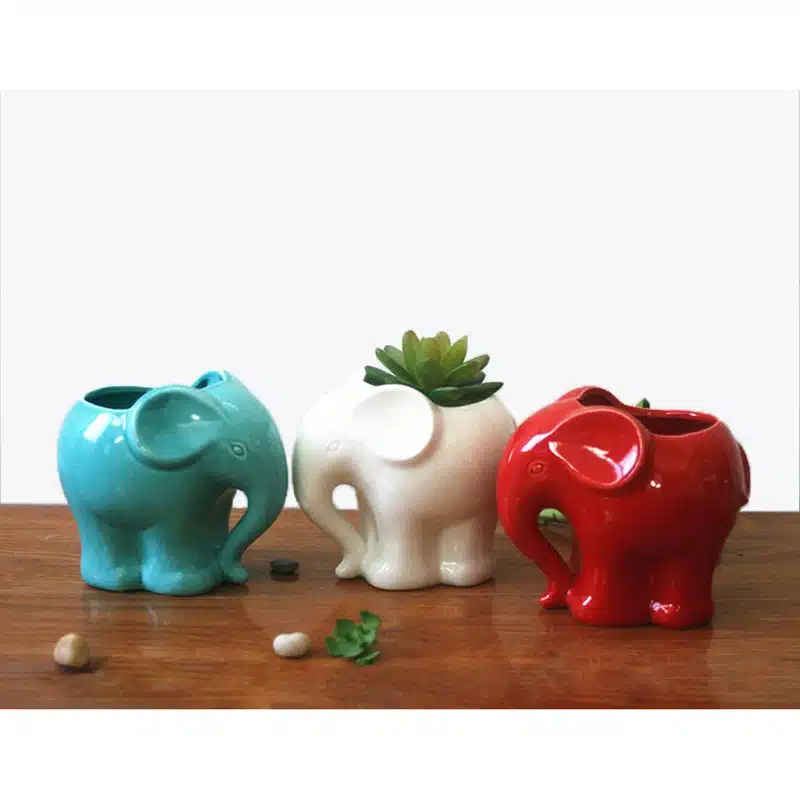 1pc Minimalist Elephant White Ceramic Planter for Succulents Decorative Succulents Pot Mini Flower Pot Home Garden Decoration 12