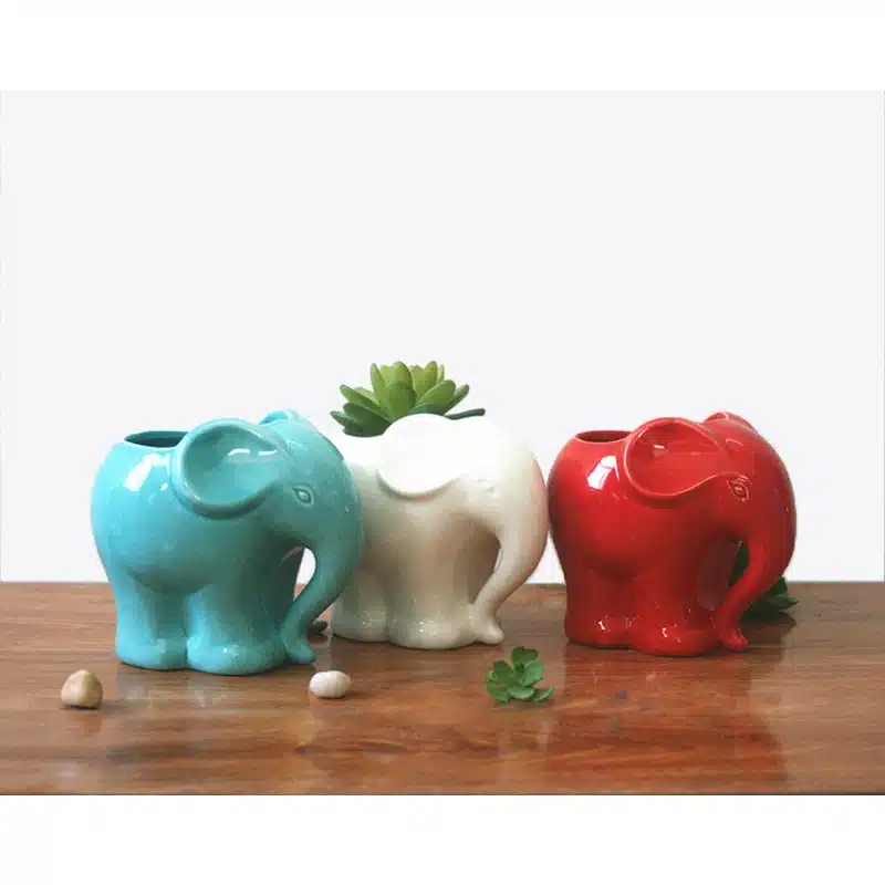 1pc Minimalist Elephant White Ceramic Planter for Succulents Decorative Succulents Pot Mini Flower Pot Home Garden Decoration 13