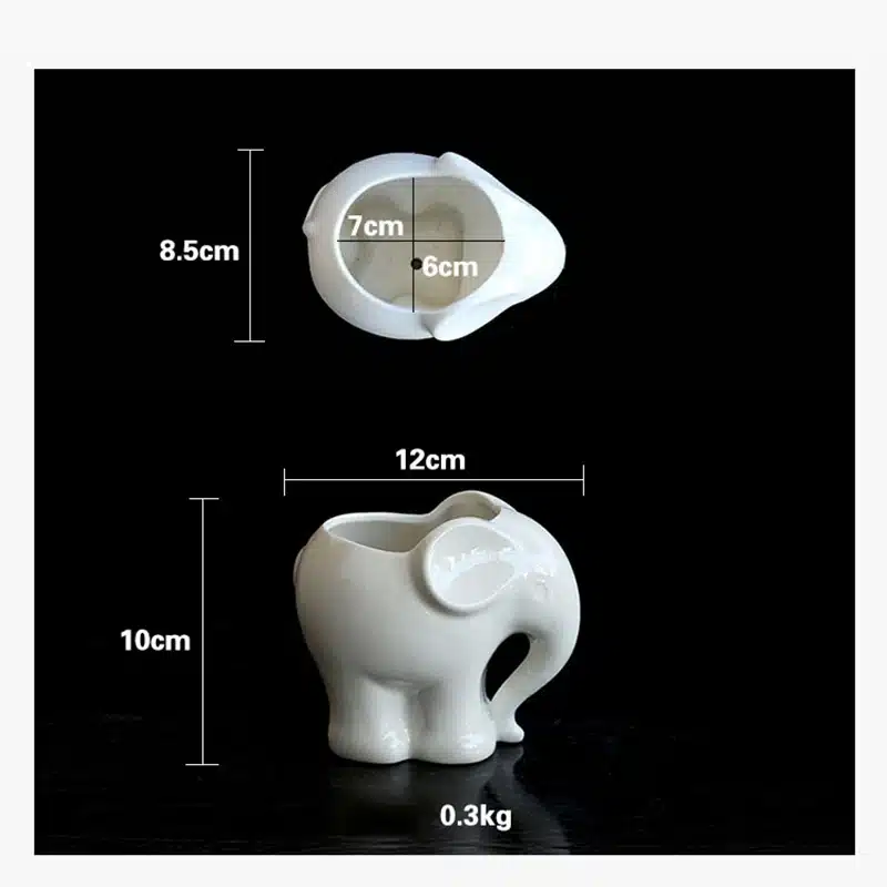 1pc Minimalist Elephant White Ceramic Planter for Succulents Decorative Succulents Pot Mini Flower Pot Home Garden Decoration 14