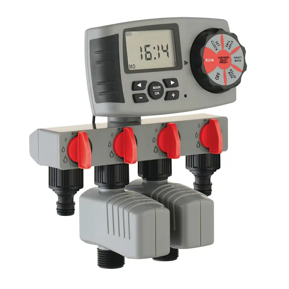 Aqualin Automatic 4-Zone Irrigation System Watering Timer Garden Water Timer Controller with 2 Solenoid Valve #10204A 1