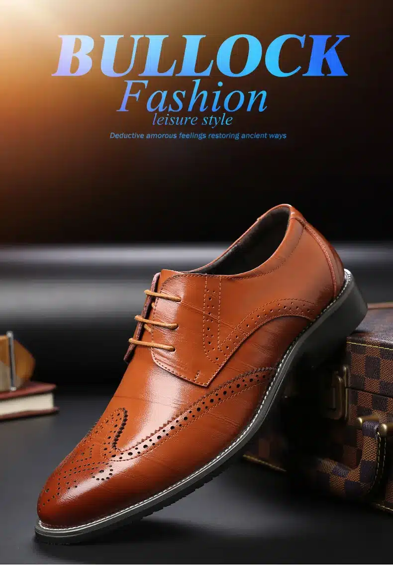 BIMUDUIYU Luxury Leather Lace Up Modern Men's Business Dress Brogue Shoes Party Wedding Suit Formal Footwear Male Dress Shoes 4