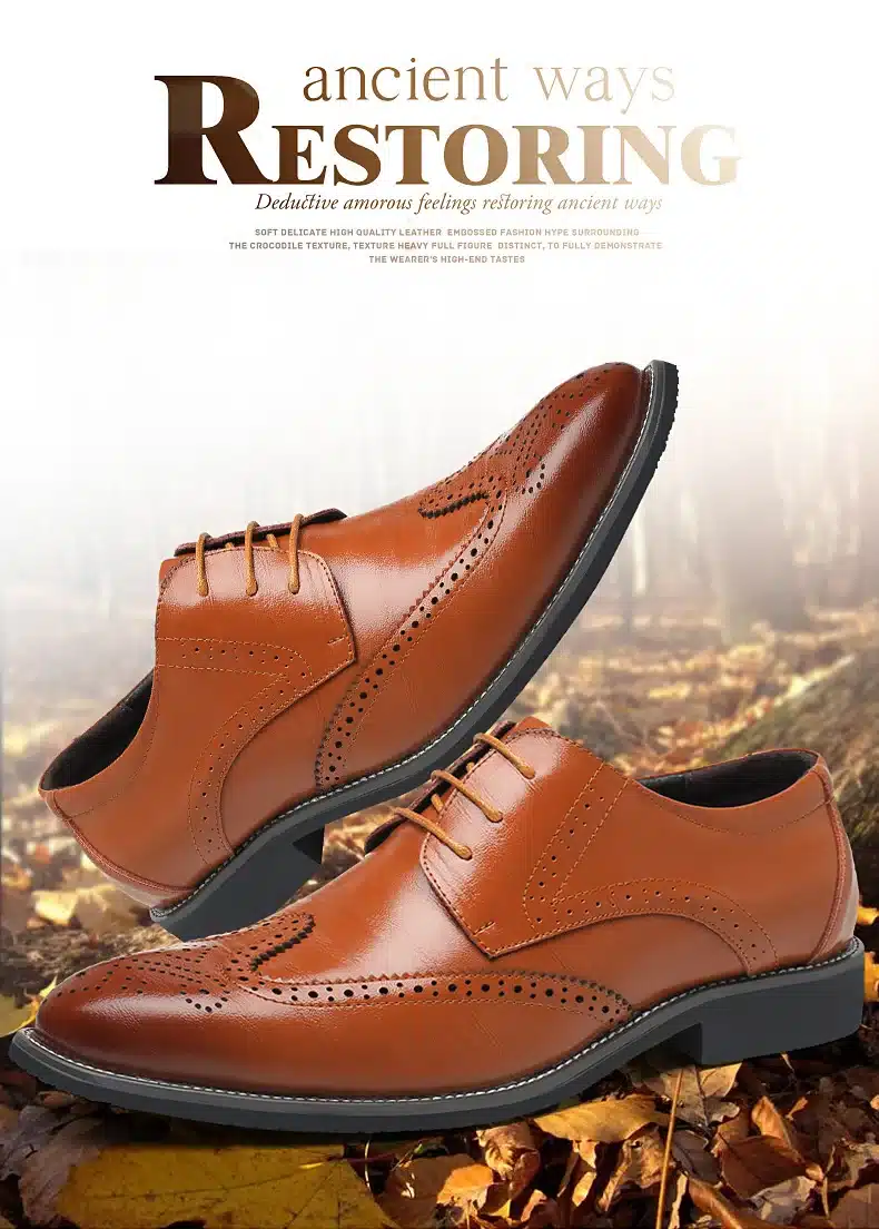 BIMUDUIYU Luxury Leather Lace Up Modern Men's Business Dress Brogue Shoes Party Wedding Suit Formal Footwear Male Dress Shoes 5