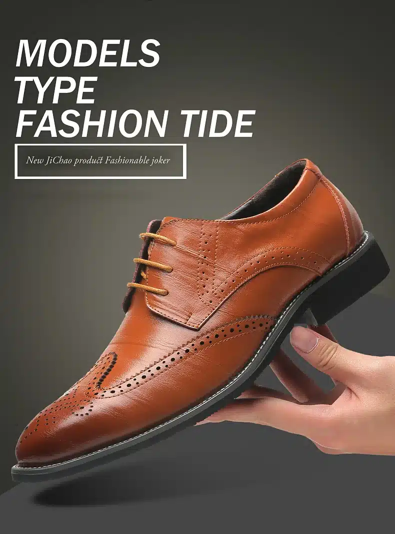 BIMUDUIYU Luxury Leather Lace Up Modern Men's Business Dress Brogue Shoes Party Wedding Suit Formal Footwear Male Dress Shoes 6