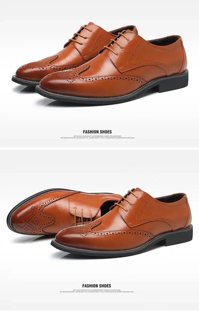 BIMUDUIYU Luxury Leather Lace Up Modern Men's Business Dress Brogue Shoes Party Wedding Suit Formal Footwear Male Dress Shoes 15