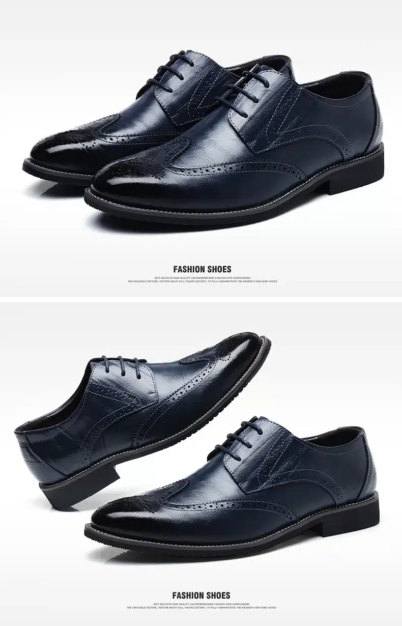 BIMUDUIYU Luxury Leather Lace Up Modern Men's Business Dress Brogue Shoes Party Wedding Suit Formal Footwear Male Dress Shoes 16