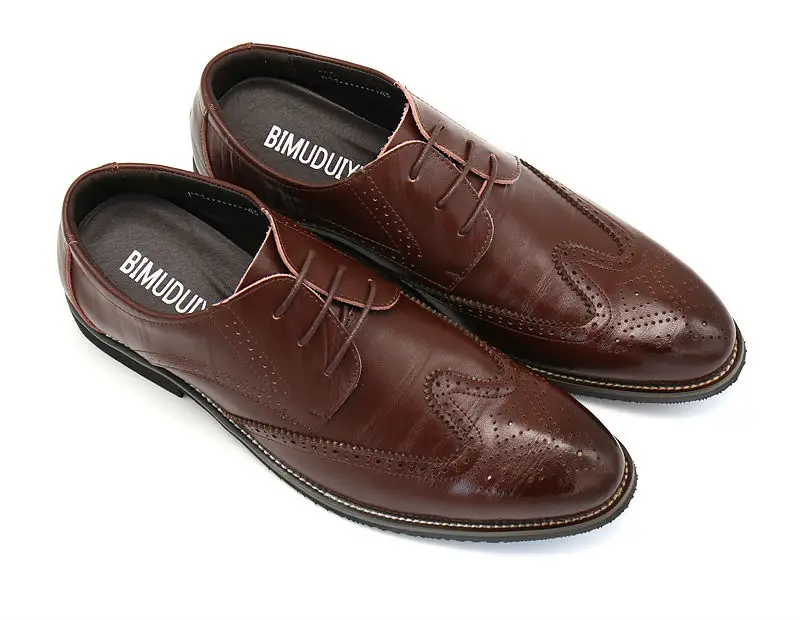 BIMUDUIYU Luxury Leather Lace Up Modern Men's Business Dress Brogue Shoes Party Wedding Suit Formal Footwear Male Dress Shoes 18