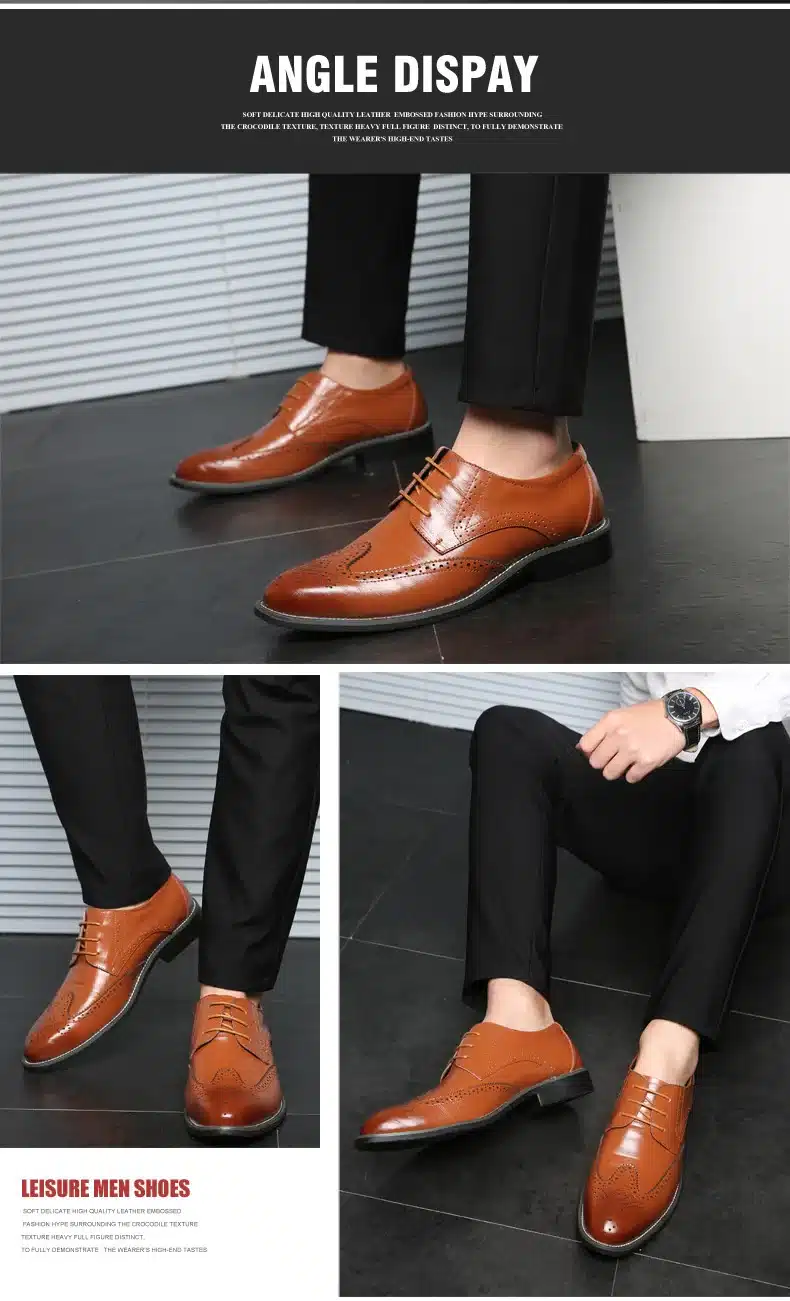BIMUDUIYU Luxury Leather Lace Up Modern Men's Business Dress Brogue Shoes Party Wedding Suit Formal Footwear Male Dress Shoes 20