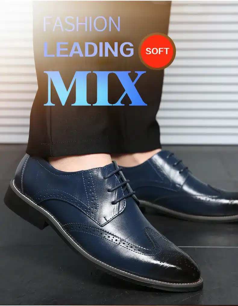 BIMUDUIYU Luxury Leather Lace Up Modern Men's Business Dress Brogue Shoes Party Wedding Suit Formal Footwear Male Dress Shoes 21