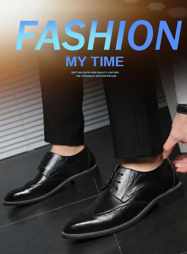 BIMUDUIYU Luxury Leather Lace Up Modern Men's Business Dress Brogue Shoes Party Wedding Suit Formal Footwear Male Dress Shoes 22