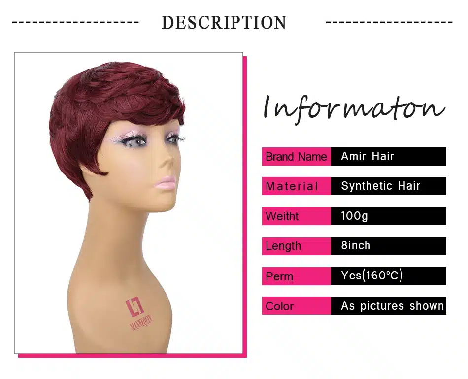 Amir Short Wigs for American Women Black Short Synthetic Wig Cosplay Perruque Short Curly Hair Wig Drawstring with combs inside 8