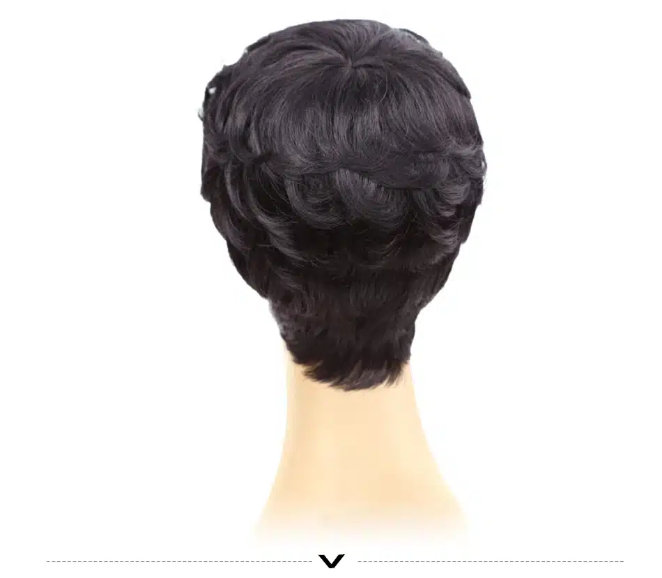 Amir Short Wigs for American Women Black Short Synthetic Wig Cosplay Perruque Short Curly Hair Wig Drawstring with combs inside 10