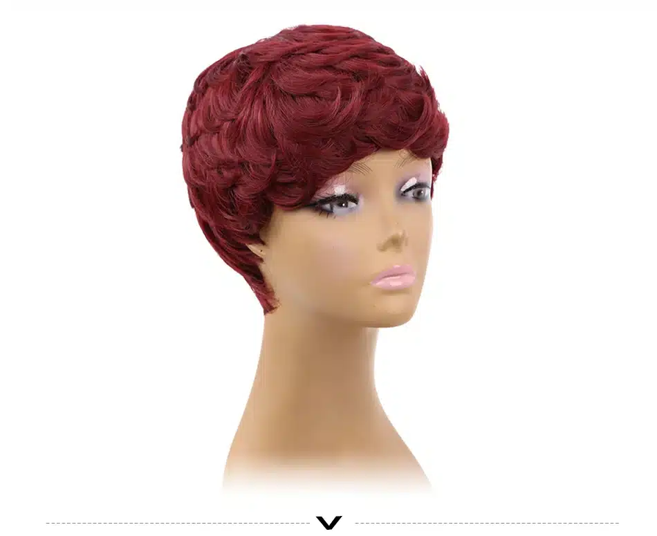 Amir Short Wigs for American Women Black Short Synthetic Wig Cosplay Perruque Short Curly Hair Wig Drawstring with combs inside 11