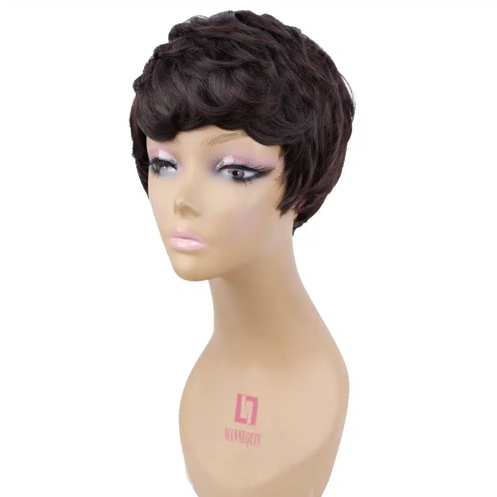 Amir Short Wigs for American Women Black Short Synthetic Wig Cosplay Perruque Short Curly Hair Wig Drawstring with combs inside 15