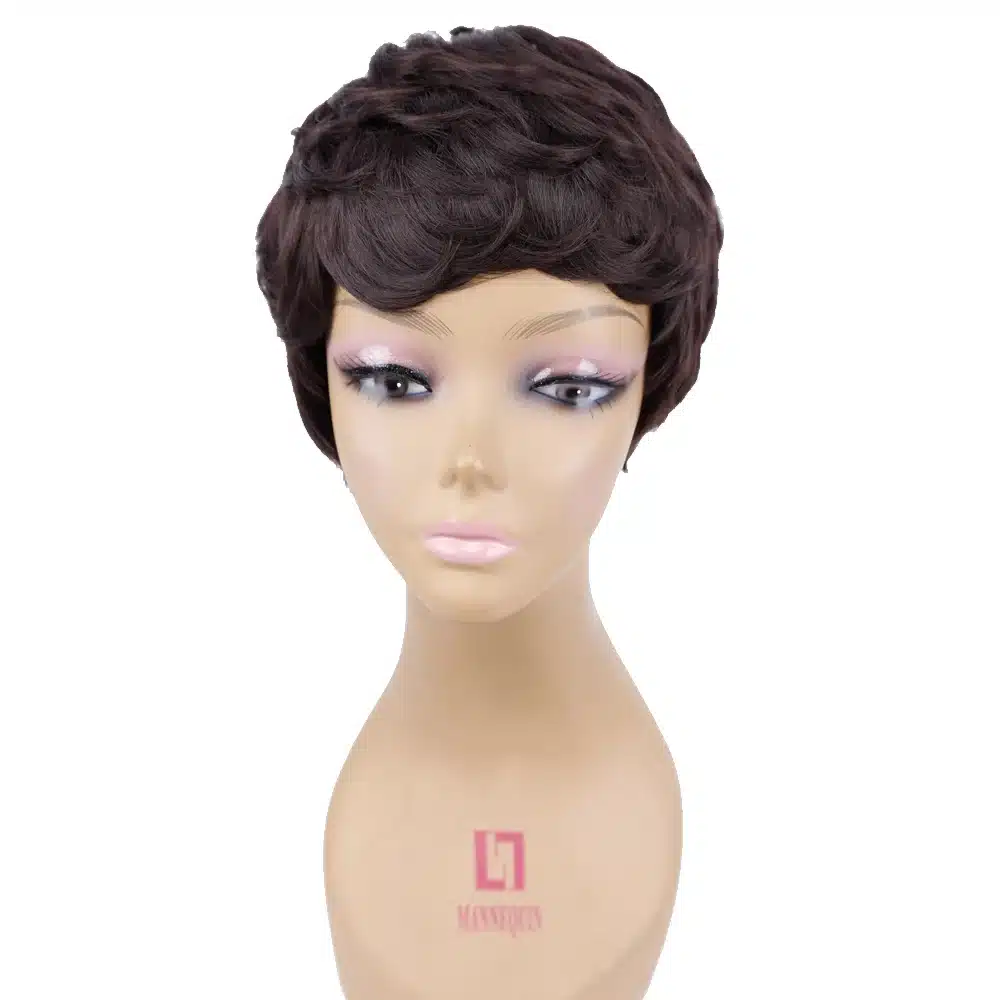 Amir Short Wigs for American Women Black Short Synthetic Wig Cosplay Perruque Short Curly Hair Wig Drawstring with combs inside 18