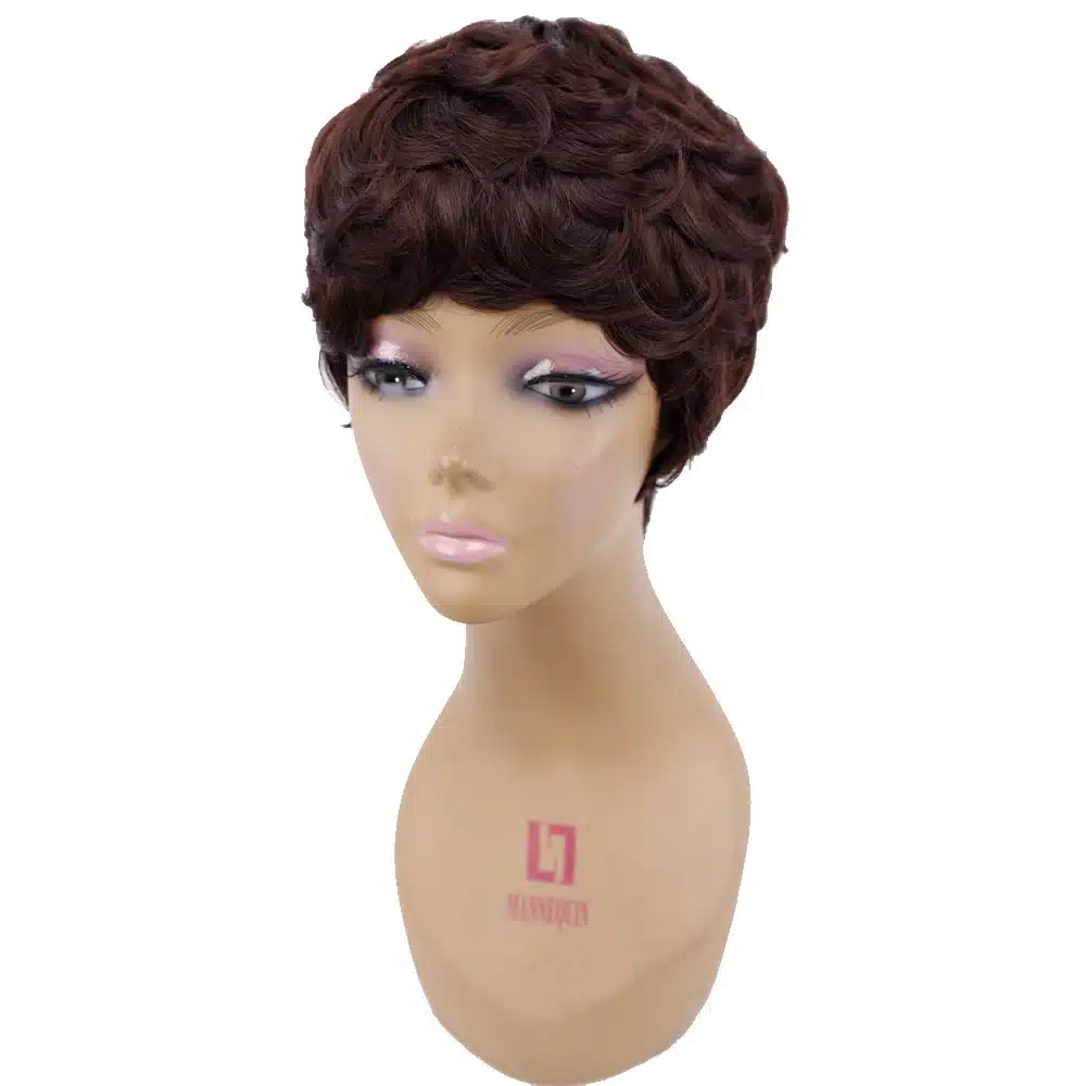 Amir Short Wigs for American Women Black Short Synthetic Wig Cosplay Perruque Short Curly Hair Wig Drawstring with combs inside 19