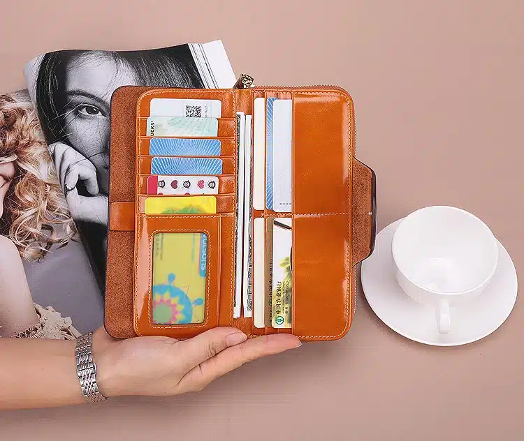Genuine Leather Wallet for Women Female RFID Blocking Wallets Big Travel Zipper Women's Purse Ladies Long Phone Holder 6